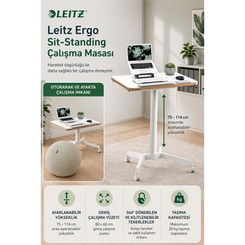 Leitz 65340001 Ergo Elektrikli Sit Standing Küçük Çalışma Masası