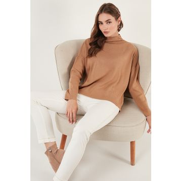 Lela 4615002 Arkası Uzun Pamuklu Dik Yaka Kadın Kazak