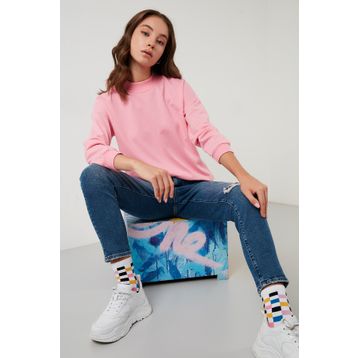Lela 5863323 Pembe Kadın Sweatshirt