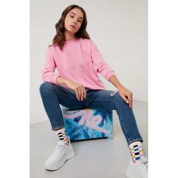Lela 5863323 Pembe Kadın Sweatshirt