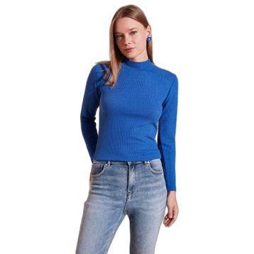 Lela 5865344 Fitilli Esnek Slim Fit Yarım Balıkçı Yaka Kadın Kazak