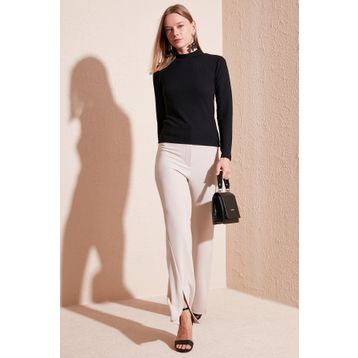 Lela 5865344 Fitilli Esnek Slim Fit Yarım Balıkçı Yaka Kadın Kazak