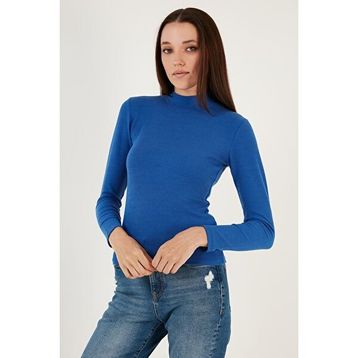 Lela 5865344 Fitilli Esnek Slim Fit Yarım Balıkçı Yaka Kadın Kazak