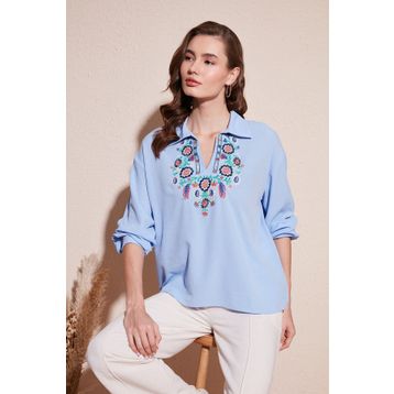 Lela 611BZ0181 Mavi Kadın Bluz