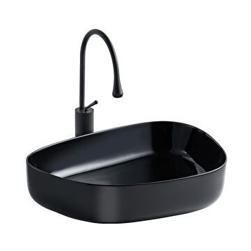 Lena E-2107S Siyah Tezgahüstü Lavabo