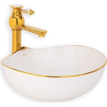 Lena E-4010A Beyaz Tezgah Üstü Lavabo