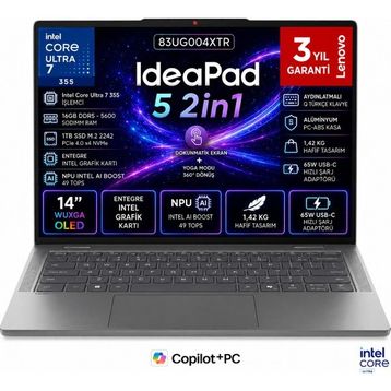 Lenovo IdeaPad 5 2-in-1 14IPH11 83UG004XTR Ultra 7 355 16 GB RAM 1 TB SSD FreeDOS 14 inç Laptop