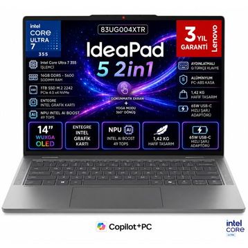 Lenovo IdeaPad 5 2-in-1 14IPH11 83UG004XTR Ultra 7 355 16 GB RAM 1 TB SSD FreeDOS 14 inç Laptop