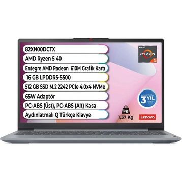 Lenovo IdeaPad Slim 3 14AMN8 82XN00DCTX Ryzen 5 40 16GB RAM 512GB SSD FreeDOS 14 inç Laptop