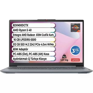 Lenovo IdeaPad Slim 3 14AMN8 82XN00DCTX Ryzen 5 40 16GB RAM 512GB SSD FreeDOS 14 inç Laptop