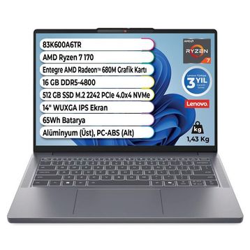 Lenovo IdeaPad Slim 3 14ARP10 83K600A6TR Ryzen 7 170 16GB RAM 512GB SSD FreeDOS 14 inç Laptop