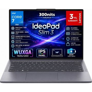 Lenovo IdeaPad Slim 3 14IWC11 83RQ007NTR Core 7 350 16 GB RAM 512 GB SSD FreeDOS 14 inç Laptop