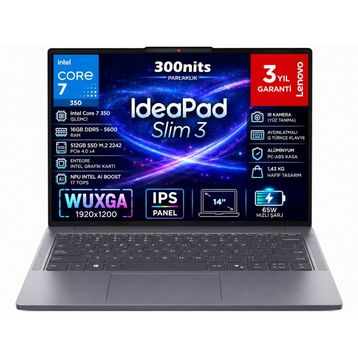 Lenovo IdeaPad Slim 3 14IWC11 83RQ007NTR Core 7 350 16 GB RAM 512 GB SSD FreeDOS 14 inç Laptop