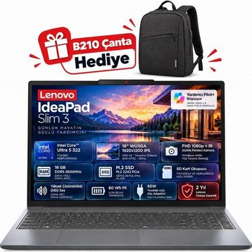 Lenovo IdeaPad Slim 3 16IPH11 83US001VTR Ultra 5 322 16 GB RAM 512 GB SSD FreeDOS 16 inç Laptop