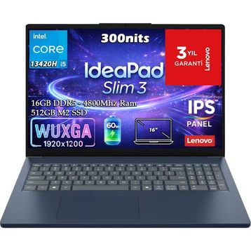 Lenovo IdeaPad Slim 3 16IRH10 83K20009TR i5-13420H 16GB RAM 512GB SSD FreeDOS 16 inç Laptop - Notebook