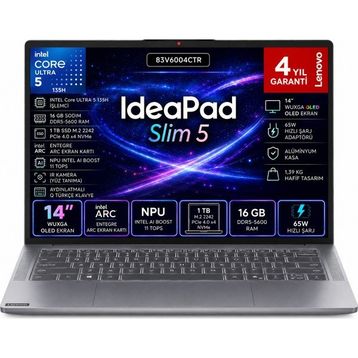 Lenovo IdeaPad Slim 5 14IMH10 83V6004CTR Ultra 5 135H 16GB RAM 1TB SSD FreeDOS 14 inç OLED Laptop