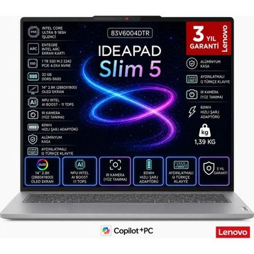 Lenovo IdeaPad Slim 5 14IMH10 83V6004DTR Ultra 9 185H 32GB RAM 1TB SSD FreeDOS 14 inç OLED Laptop