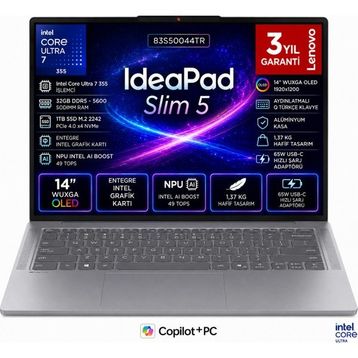 Lenovo Ideapad Slim 5 14IPH11 83S50044TR Ultra 7 355 32 GB RAM 1 TB SSD FreeDOS 14 inç Laptop