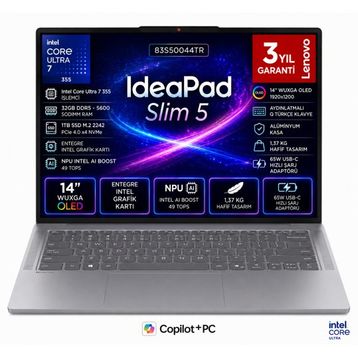 Lenovo Ideapad Slim 5 14IPH11 83S50044TR Ultra 7 355 32 GB RAM 1 TB SSD FreeDOS 14 inç Laptop