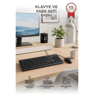 Lenovo KM290 Q Siyah Kablolu Klavye Mouse Seti