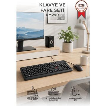 Lenovo KM290 Q Siyah Kablolu Klavye Mouse Seti