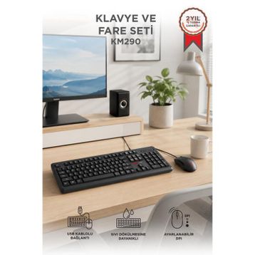 Lenovo KM290 Q Siyah Kablolu Klavye Mouse Seti