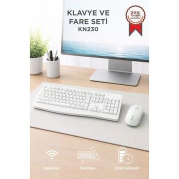 Lenovo KN230 Beyaz USB Alıcılı Kablosuz Q Klavye Mouse Seti