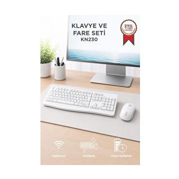Lenovo KN230 Beyaz USB Alıcılı Kablosuz Q Klavye Mouse Seti