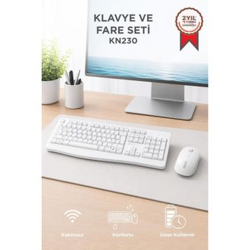 Lenovo KN230 Beyaz USB Alıcılı Kablosuz Q Klavye Mouse Seti