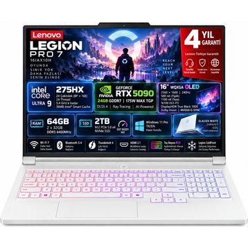Lenovo Legion Pro 7 16IAX10H 83F500S3TR Ultra 9 275HX 64 GB RAM 2 TB SSD RTX 5090 Windows 11 Pro 16 inç Gaming Laptop