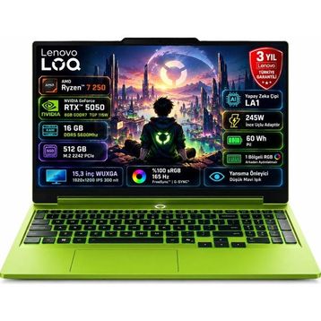 Lenovo LOQ 15AHP11 83TN00A3TR Ryzen 7 250 16 GB RAM 512 GB SSD RTX 5050 FreeDOS 15.3 inç Gaming Laptop