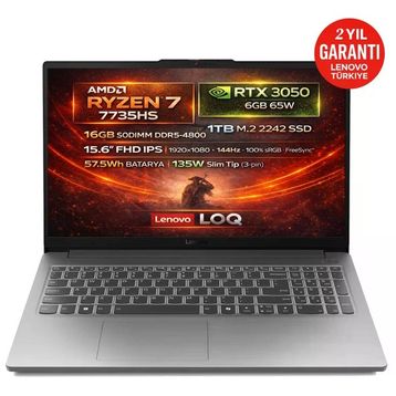 Lenovo LOQ 15ARP10E 83S00032TR Ryzen 7 7735HS 16GB RAM 1TB SSD 6GB RTX 3050 FreeDOS 15.6 inç Oyun Bilgisayarı