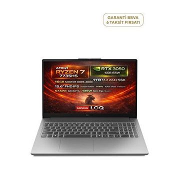 Lenovo LOQ 15ARP10E 83S00032TR Ryzen 7 7735HS 16GB RAM 1TB SSD 6GB RTX 3050 FreeDOS 15.6 inç Oyun Bilgisayarı