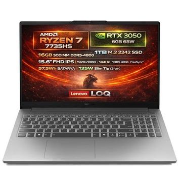 Lenovo LOQ 15ARP10E 83S00032TR Ryzen 7 7735HS 16GB RAM 1TB SSD 6GB RTX 3050 FreeDOS 15.6 inç Oyun Bilgisayarı