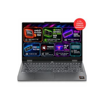 Lenovo LOQ Essential 15ARP11 83VA003BTR Ryzen 5 150 16 GB RAM 512 GB SSD RTX 5050 FreeDOS 15.6 inç Gaming Laptop