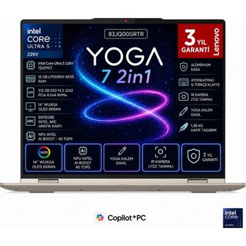 Lenovo Yoga 7 2-in-1 14ILL10 83JQ00GRTR Ultra 5 226V 16 GB RAM 512 GB SSD FreeDOS 14 inç Laptop