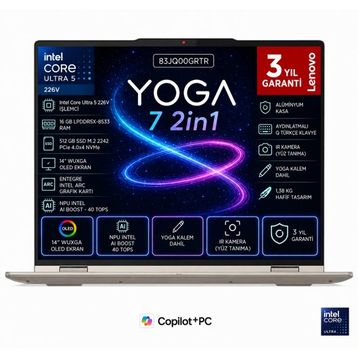Lenovo Yoga 7 2-in-1 14ILL10 83JQ00GRTR Ultra 5 226V 16 GB RAM 512 GB SSD FreeDOS 14 inç Laptop