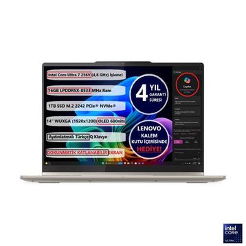 Lenovo Yoga 7 2-in-1 14ILL10 83JQ00GSTR Ultra 7 256V 16GB RAM 1TB SSD FreeDOS 14 inç Laptop