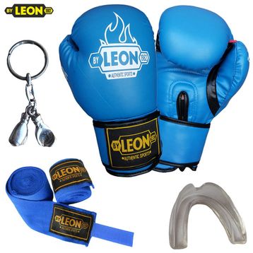 Leon Blade Training Mavi Boks Eldiveni Bandaj Dişlik Anahtarlık Seti