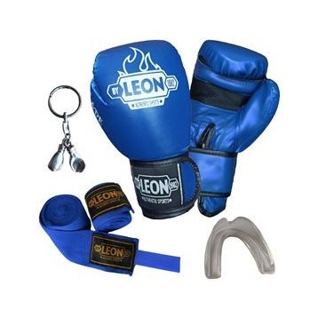 Leon Blade Training Mavi Boks Eldiveni Bandaj Dişlik Anahtarlık Seti