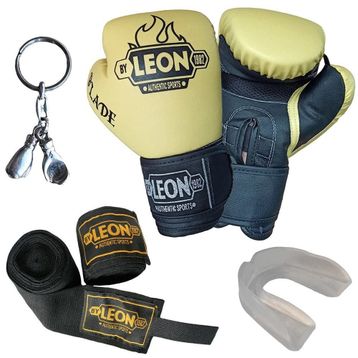 Leon Blade Training Sarı Boks Eldiveni Bandaj Dişlik Anahtarlık Seti