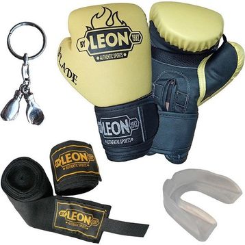 Leon Blade Training Sarı Boks Eldiveni Bandaj Dişlik Anahtarlık Seti