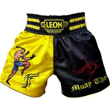 Leon BYL1005 Warrior Siyah-Sarı Muay Thai ve Kick Boks Şortu
