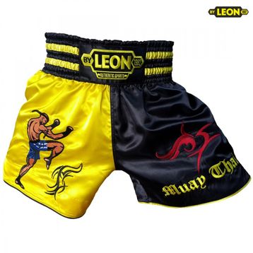 Leon BYL1005 Warrior Siyah-Sarı Muay Thai ve Kick Boks Şortu