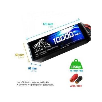 Leopard Power 10000 mAh 22.2V 6S 25C UAV Multirotor Lipo Batarya
