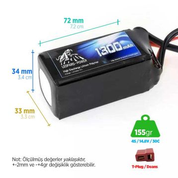 Leopard Power 13000 mAh 14.8V 4S 30C UAV Lipo Batarya