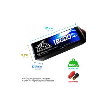 Leopard Power 16000 MAH 11.1V 3s 25C Uav Multirotor Batarya