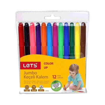 Lets L-7012 12 Renk Jumbo Keçeli Kalem