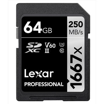 Lexar 64GB Professional 1667x SDXC™ UHS-II, 250MB/s okuma 80MB/s yazma C10 V60 U3 Hafıza Kartı