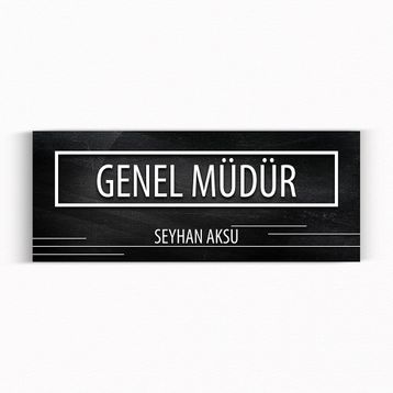 Leydi Collection Model 8 Siyah Mermer Doku Genel Müdür Duvar Kapı İsimliği